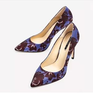 Zara Jacquard print blue heels US 6.5